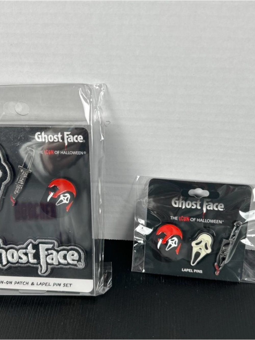 Ghost Face Kids Red & White Horror Lapel Pin Set